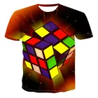 2021 новая футболка с принтом кубика Рубика, футболка с 3D принтом кубика Рубика для мальчиков и девочек, футболка на заказ, футболка с рисунком для мальчиков