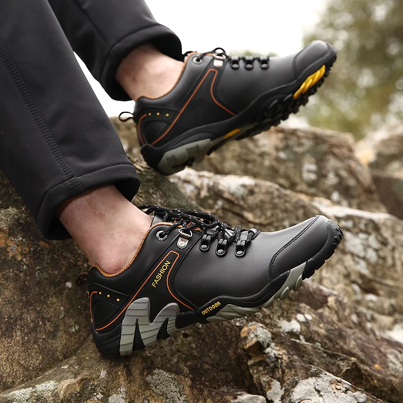 Outdoor Black Hiking Men Shoes Waterproof Breathable Hunting Hiking Shoes Mens Mountain Sport Climbing Shoes Trekking Footwear