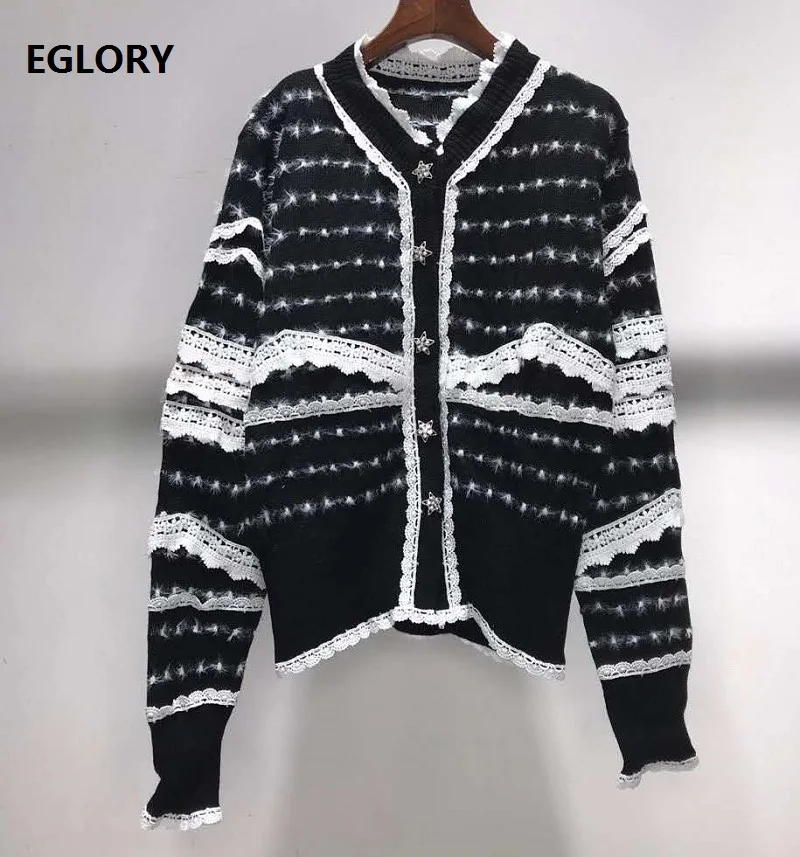 2020 осень зима модный свитер кардиганы женские кружева кроличья шерсть Вязание