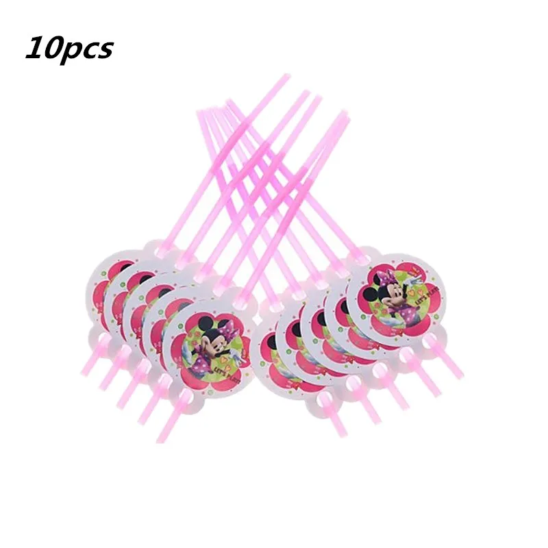 10pcs straw 20 шт./партия Минни тема Микки бумажные салфетки для вечеринки с днем рождения товары для вечеринок Минни бумажные полотенца для салфеток сувениры 33*33 см - Цвет: 10pcs straw