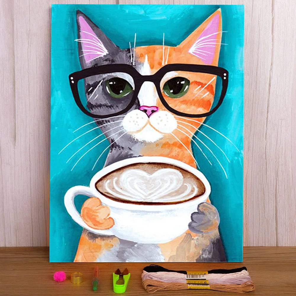 

Водорастворимый холст с изображением животных и кошек, 11CT, Набор для вышивки крестиком «сделай сам», DMC нити, вышивка, живопись для взрослых