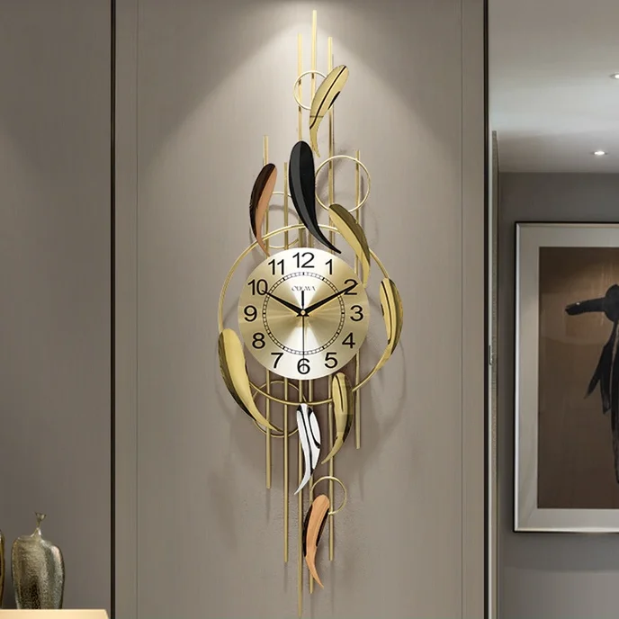 

Creative Metal Vertical Wall Clock Living Room Modern Minimalist Wall Clock Luxury Bedroom Horloge Murale Home Watch