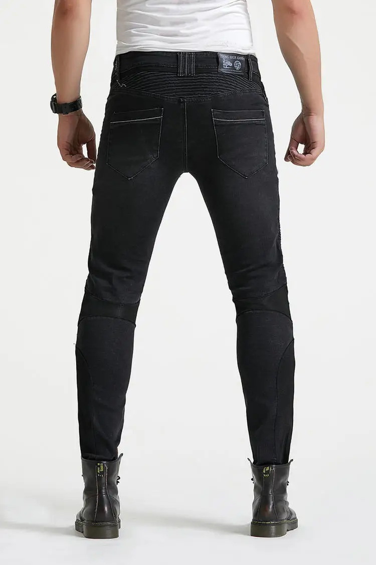 Мужские мотоциклетные джинсы стильные байкерские облегающие повседневные штаны