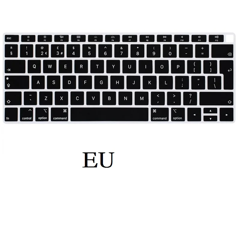 EU-Black Кожа клавиатуры для Macbook Air 13 A1932, Силиконовая Водонепроницаемая защитная пленка - Color: EU-Black