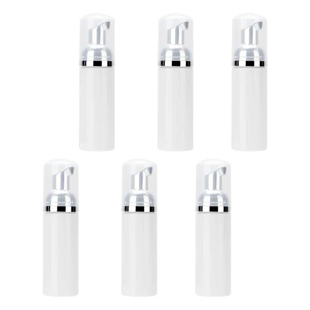 

6pcs Creative 50ml Pump Bottle Dispenser Home Travel Bubble Making Bottle (White, Golden Pump Head)