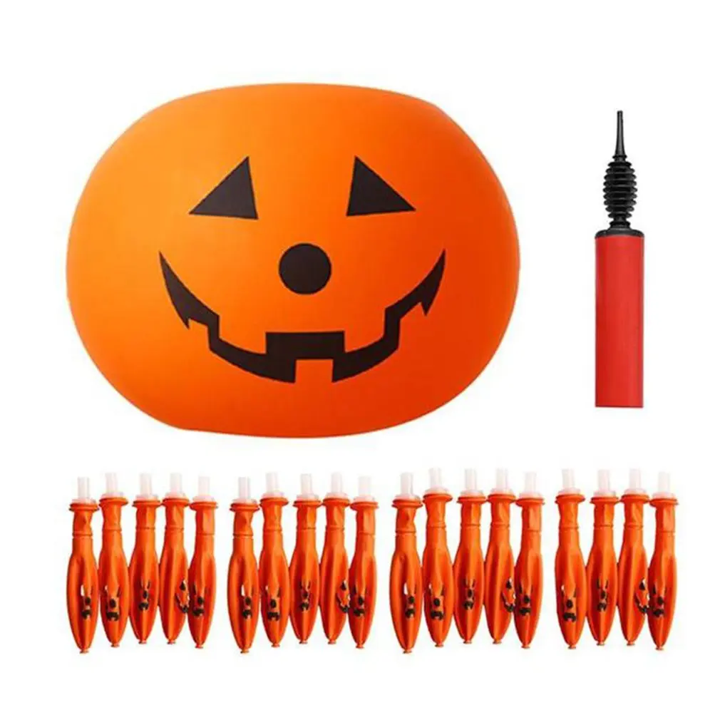 

20xBalloons+1xInflator Halloween LED Light Balloons Orange Pumpkin Lantern Holiday Supplies For Yard Lawn Garden Decoration