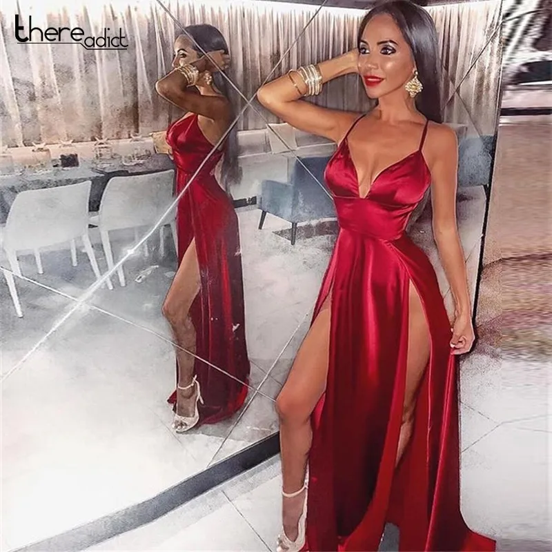 Женское атласное рождественское платье без спинки Сексуальные вечерние платья