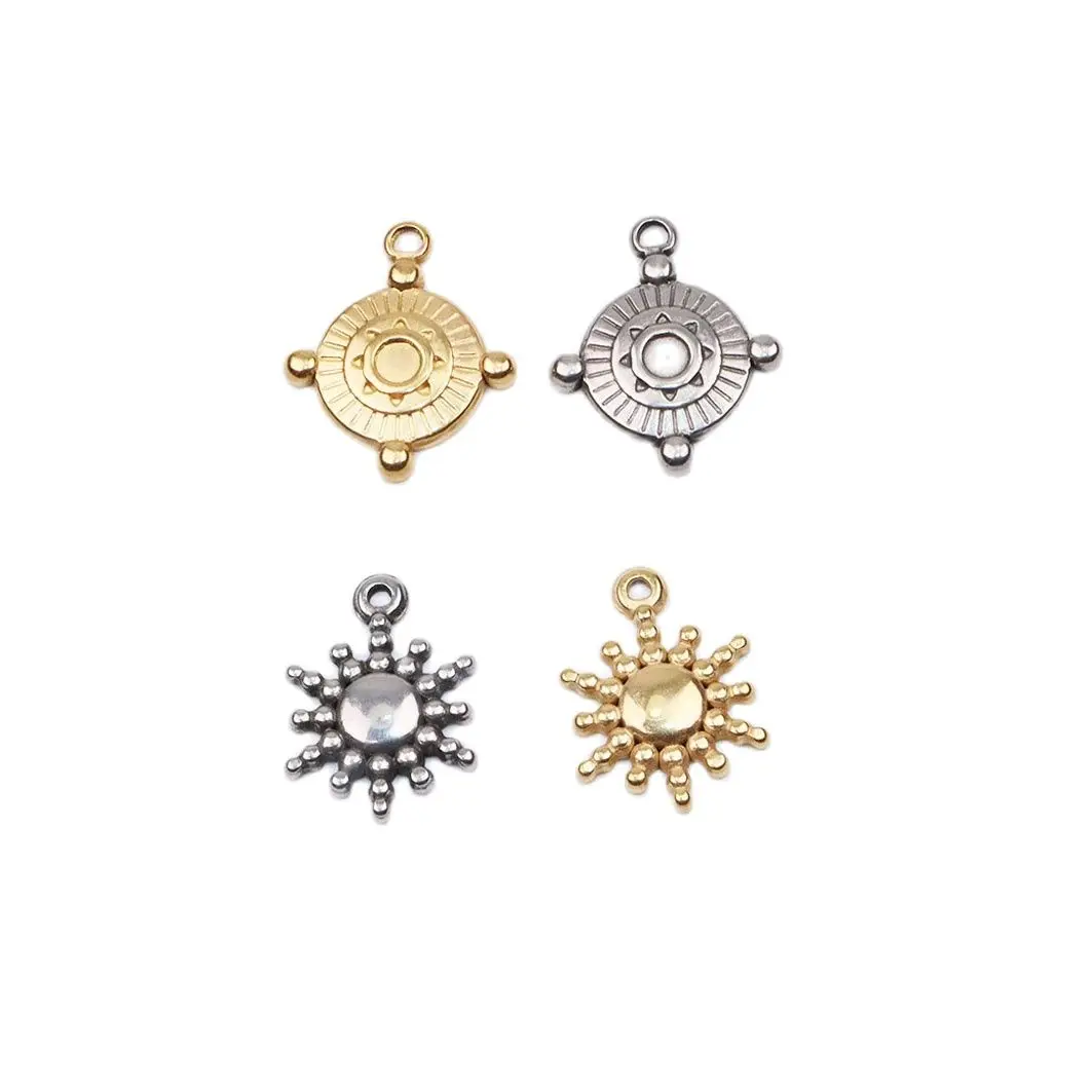 

5pcs Wholesell Casting Stainless Steel Round Flate Charms Pendant DIY Necklace Earrings Bracelets Unfading Colorless