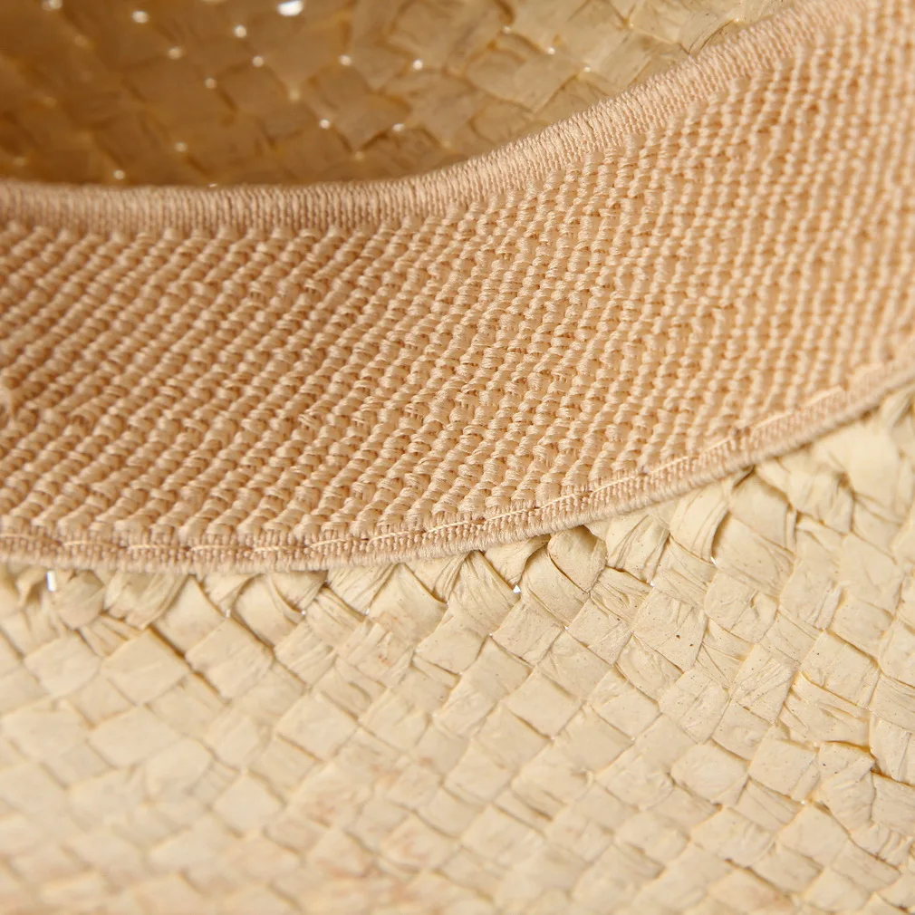 Пляжная Ретро шляпа унисекс в богемном стиле из рафии с широкими полями