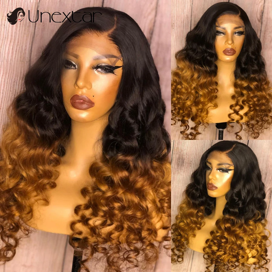 Wigs For Women Human Hair Brazilian Remy Human Hair Wig For Women Ombre Color Deep Wave Lace Front Wigs Pre Plucked Hairline