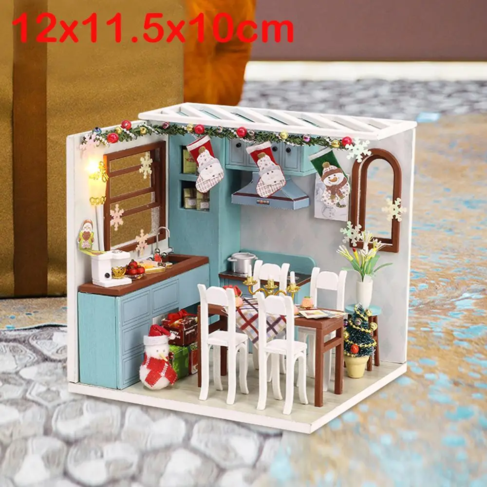 T 20 видов стилей DIY кукольный домик Миниатюрный набор мебели игрушки сборные строительные Кукольный дом деревянные игрушки для детей на день рождения Рождественский подарок - Цвет: T