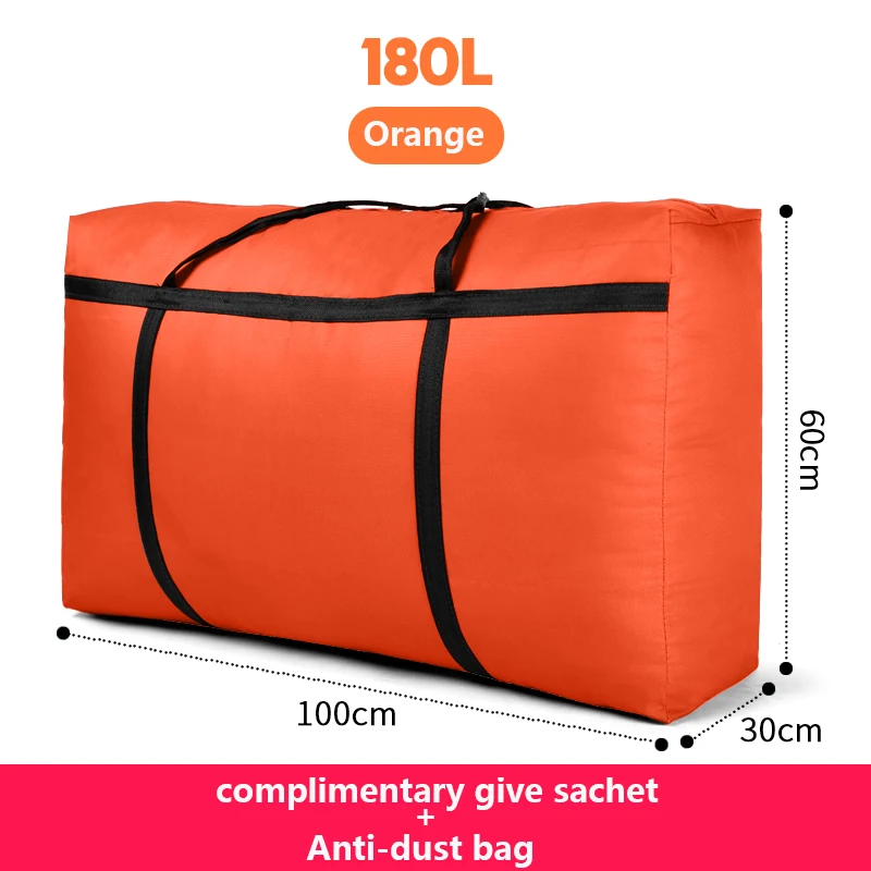 Orange 180L Дорожная сумка, холщовая, переносная, для женщин, для выезда за границу, сумка для багажа, большая вместительность, 40L-180L, большая, переносная, для дома, сумка для хранения, очень большая - Цвет: Orange 180L