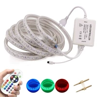 rgb led strip rope tape 5050 60ledsm flexible ribbon diode outdoor lighting 220v ac waterproof led stripe with remote control