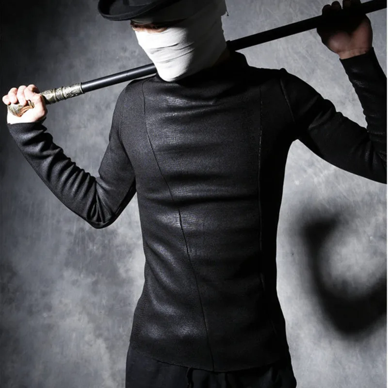 Мужская Вельветовая футболка черная со змеиным узором сценические костюмы