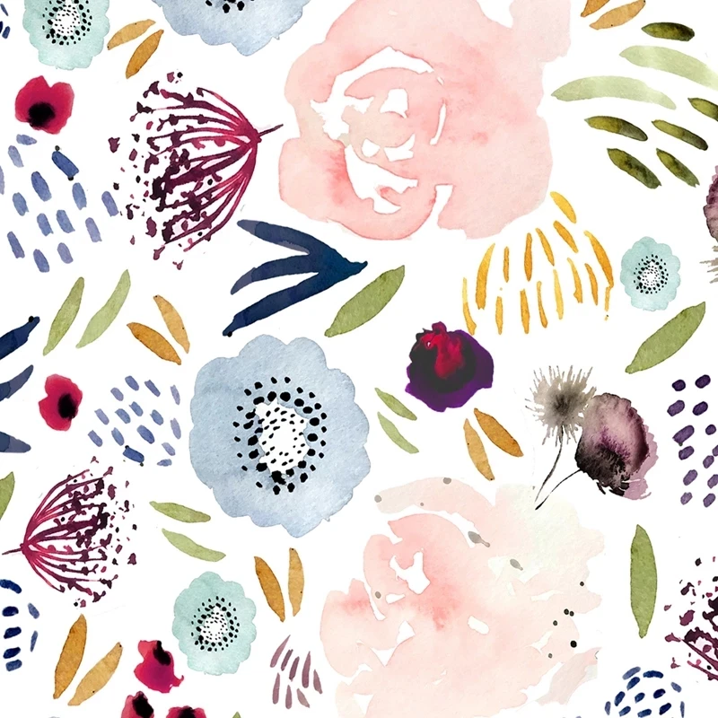 

Watercolor Flower Painting Art Canvas HD Colorful Print Minimalist Poster Pink Blue Flowers Girl Bedroom Nursery Home Decoration