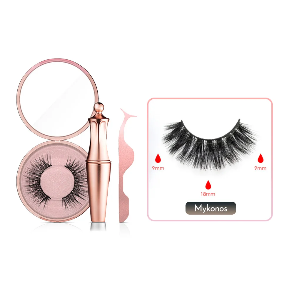Mykonos set 5 Magnetic Eyelashes natural False Eyelashes Magnet Lashes Magnetic Liquid Eyeliner& Magnetic False Eyelashes& Tweezer Set - Цвет: Mykonos set