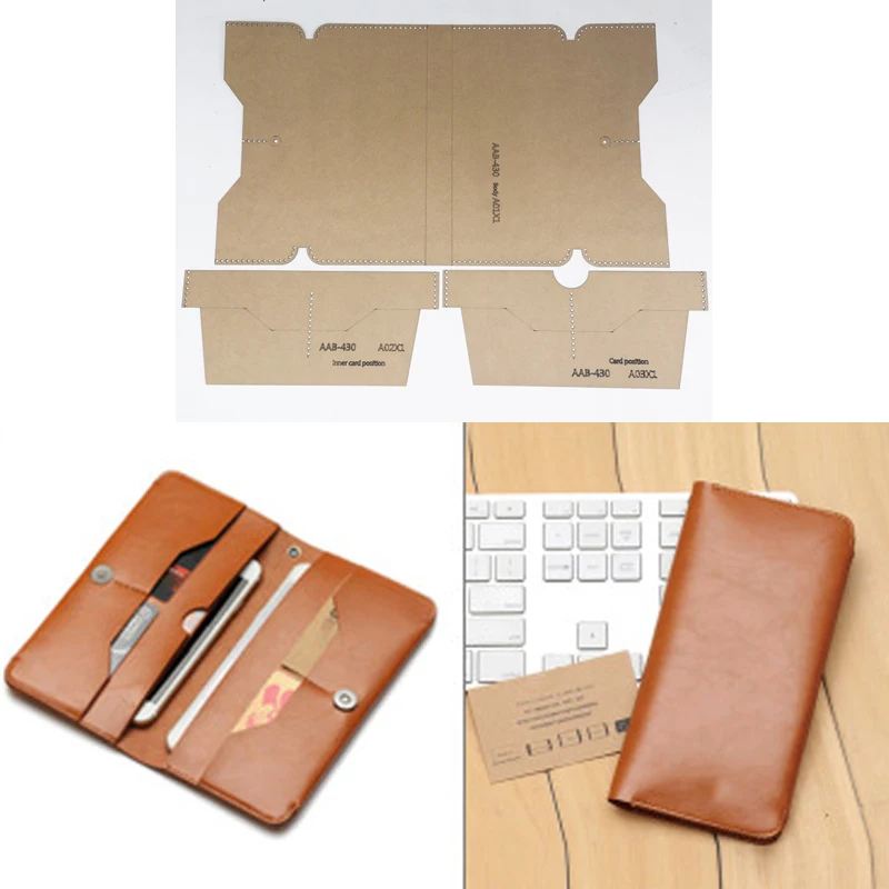 Кожаный шаблон для шитья сделай сам из крафт бумаги Магнитная застежка двойного