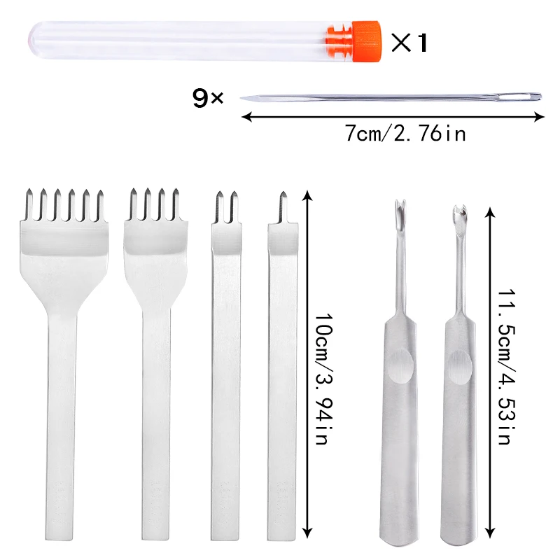 LMDZ Leather Lacing Stitching Chisel Set U V Shaped Groover Skiving Edge Beveler with Large Eye Sewing Needles Tool | Дом и сад