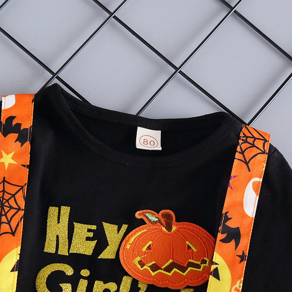 От 0 до 5 лет комплекты одежды для маленьких девочек на Хэллоуин футболка с