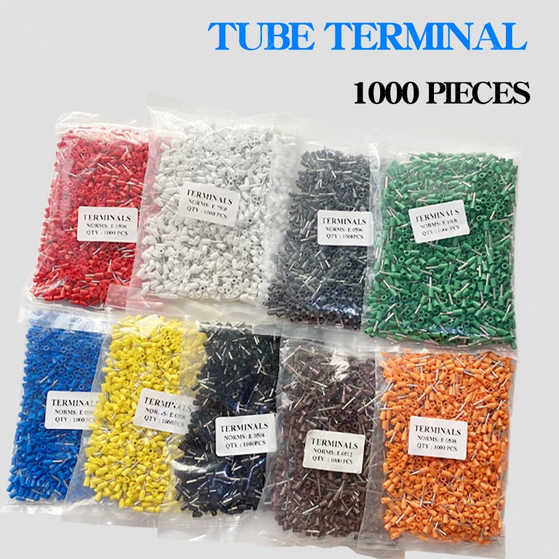 1000 шт. E2508 E2510 E2512 E2518 Изолированные Наконечники Клеммная колодка шнур концевой
