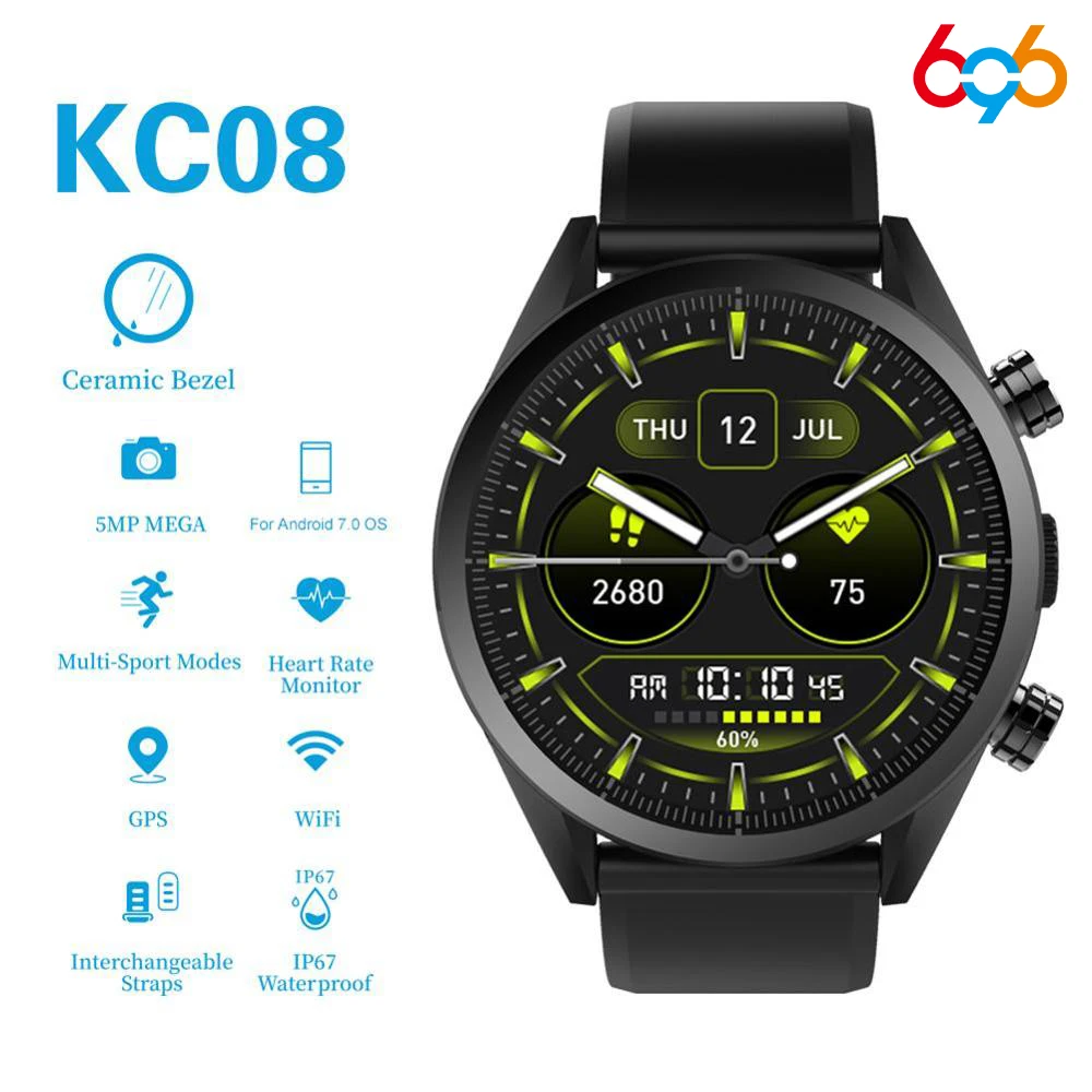 696 KC08 новые модные мужские 4G Смарт-часы 5MP HD камера gps 610 мАч большой емкости батареи водонепроницаемые спортивные часы Android 7,1