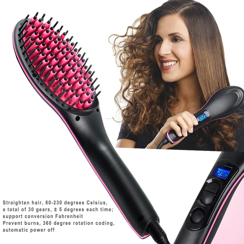 

Heating Electric Anti Static Ceramic Fast Hot Ionic Hair Straightening Styling Tool Irons Brush Combs Hair Straightener Women