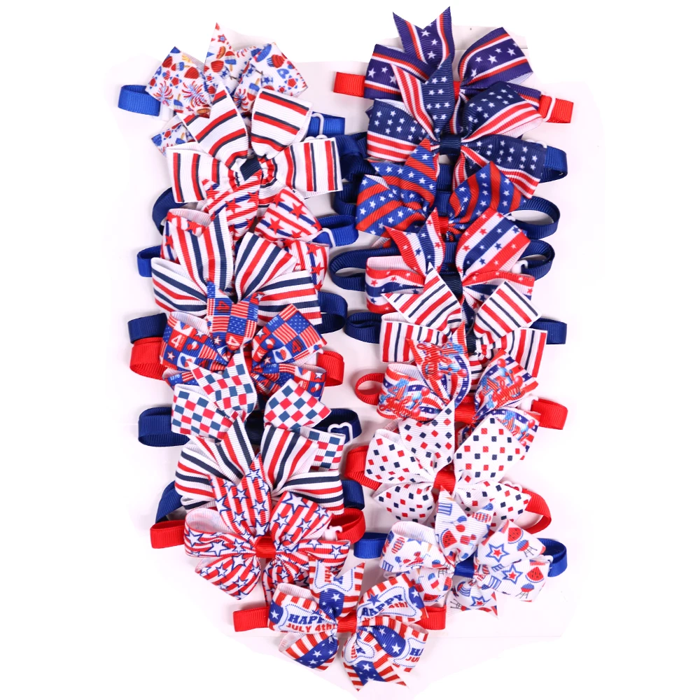 Галстук-бабочка для собак красный белый синий 30 шт. галстук-бабочка ошейник 4 июля