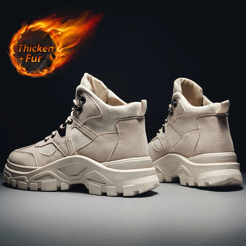 Брендовые мужские зимние ботинки теплые мотоциклетные на меху армейские
