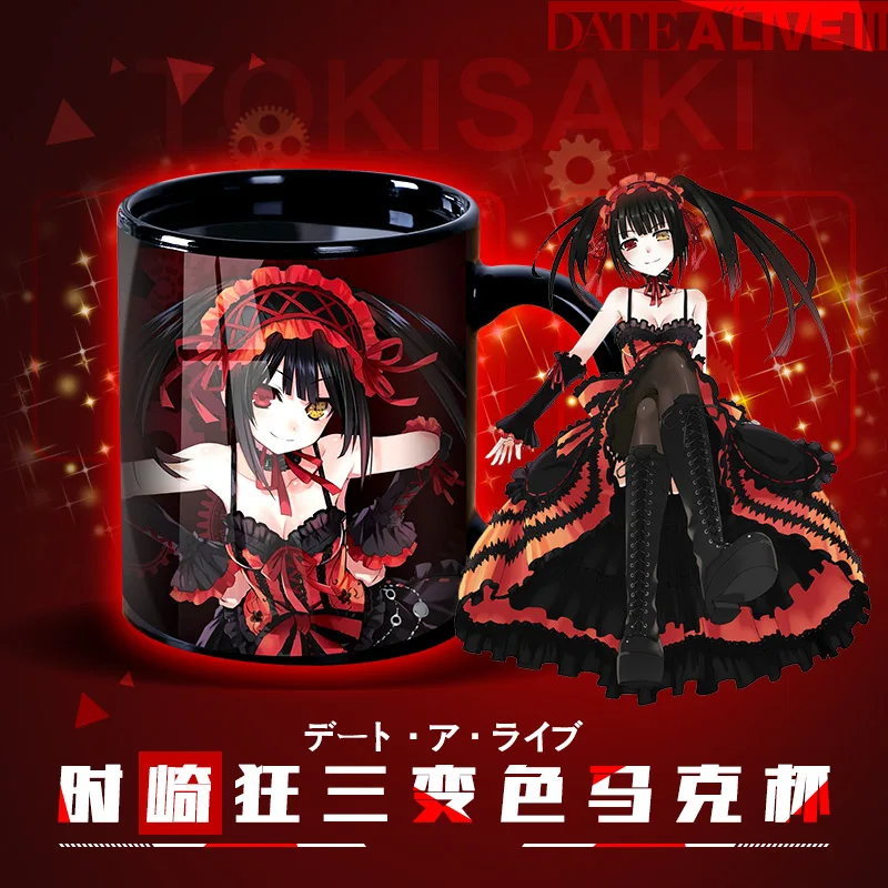 

Tazas con cambio de Color para uso diario, tazas con estampado de Anime,fecha A LIVE Tokisaki, Kurumi, pesadilla, regalo de