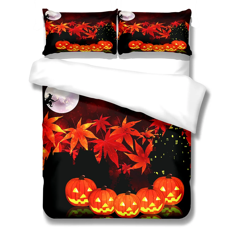 Пододеяльник с кленовыми листьями и головой тыквы односпальная двуспальная