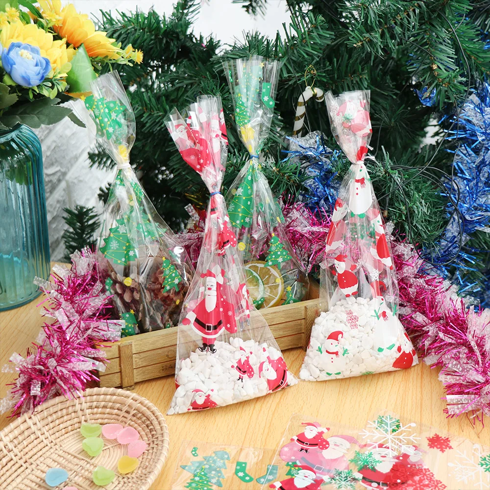 Новинка 50 шт./упак. рождественские Упаковочные пакеты для выпечки Мультяшные