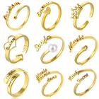 Кольца с регулируемым жемчугом и бабочкой, из нержавеющей стали