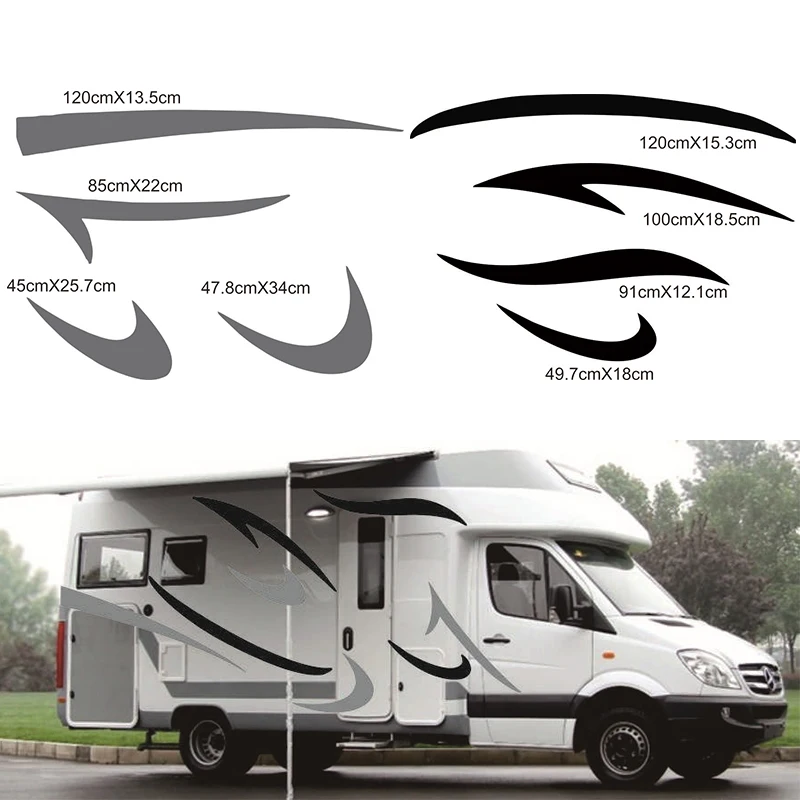 

Pair Motorhome RV Sticker Graphic Auto Stickers for JDM SUV RV VAN (Black+Grey) Vinyl Decal