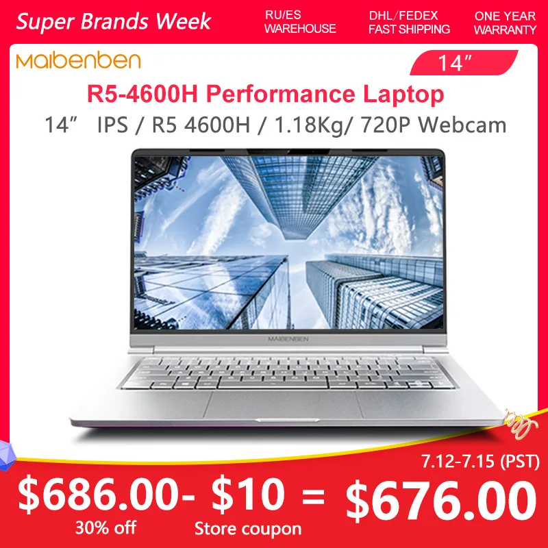 MAIBENBEN ноутбук Maibook M446 【 14 &quotIPS/AMD Ryzen5 4600H/8GB DDR4 3200MHZ/512GB PCI E SSD/Win10/1 18 KG/ultrathin】один год
