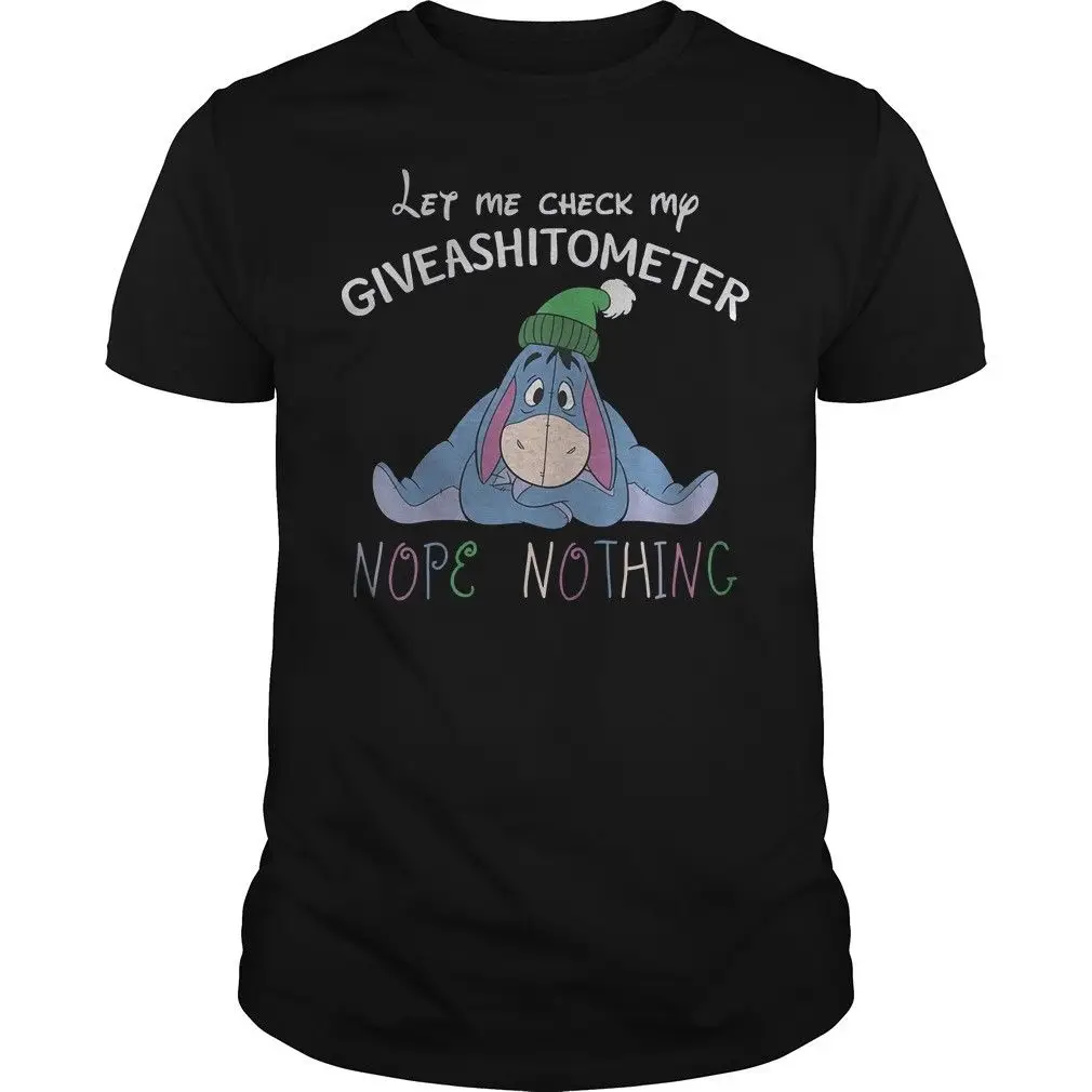 Eeyore Let Me Check My Giveashitometer черная Хлопковая мужская футболка размер мультяшная