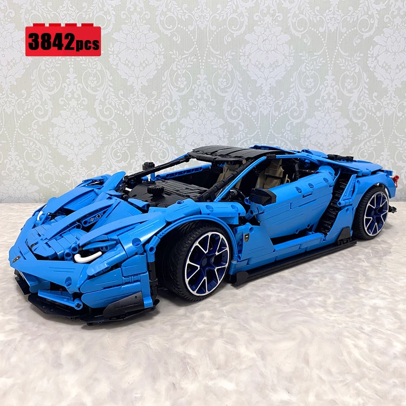 

New 3842pcs Blue Centenario Classic Racing Car 1:8 Assembling Building Blocks MOC High Tech City Supercar Brick Toy Gift for Boy