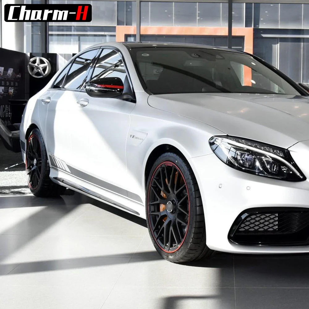 Серия 1 наклейка с боковой полосой для Mercedes Benz W205 C180 C200 C63 AMG боковая юбка гирлянда для тела