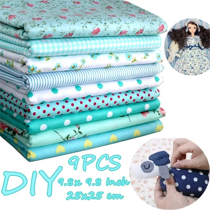 

9PcsDIY Handmade Clothing Fabric Cotton Fabric Cotton Quilt Fabric Quilting Accessories 25x25cm Decorative Accessories
