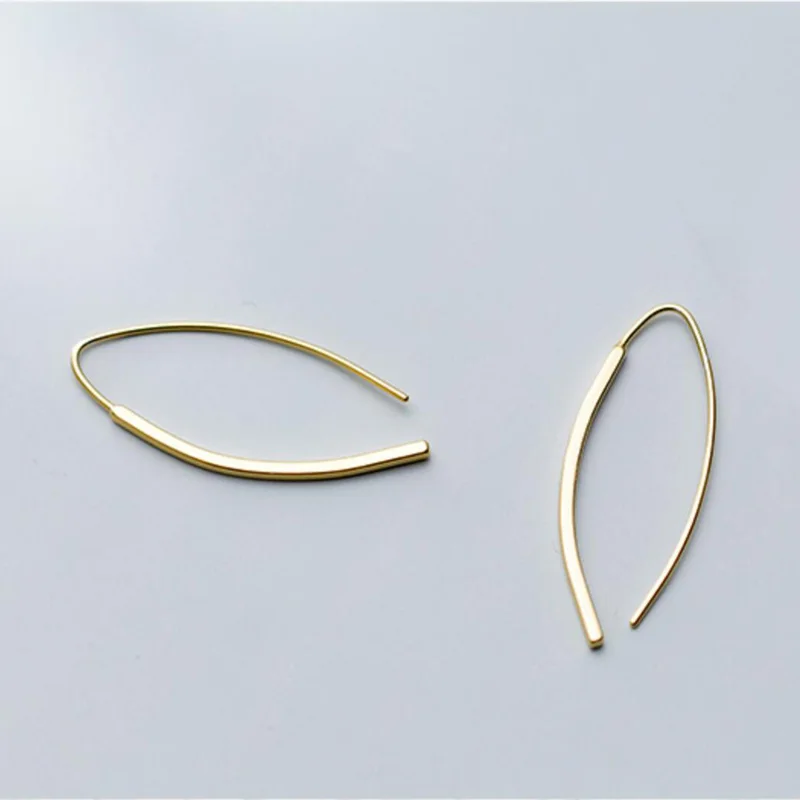 Gold Trustdavis, настоящее 925 пробы, серебряные, гладкие, палка, лунные серьги-кольца для женщин, модные серебряные 925 ювелирные изделия, подарок, DA401 - Окраска металла: Gold