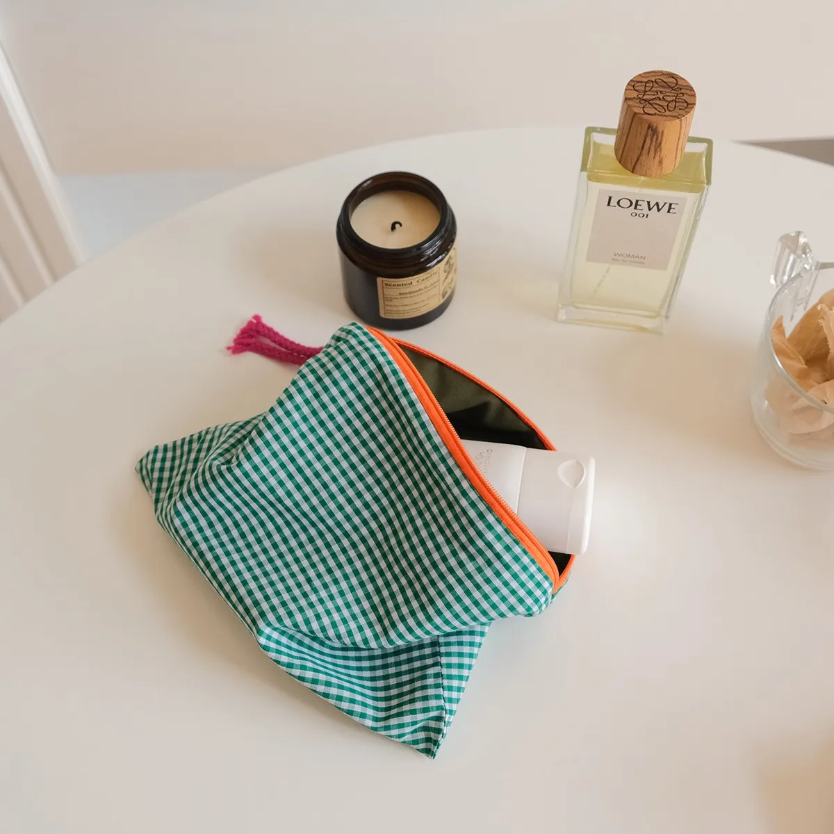 

Women Plaid Makeup Bag Fashion Cotton Zipper Pouch Necessarie Feminina Purse Travel Big Bath Cosmetic Bags Organizer