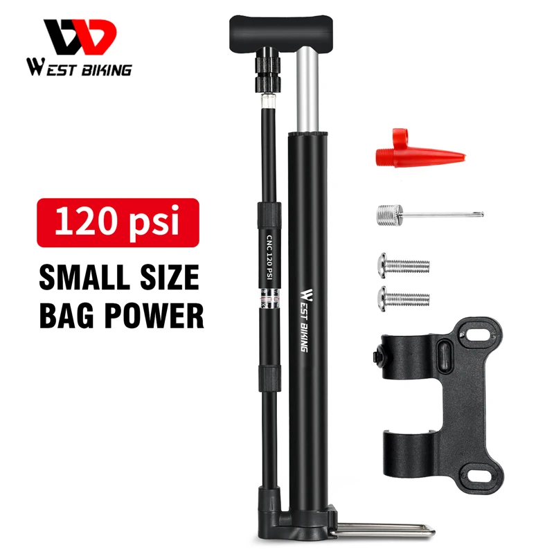 Portable Floor Pump 120SPI Aluminum Alloy Material Light Strong Mini Bicycle Hand Waterproof Barometer Inflatable Tube | Спорт и
