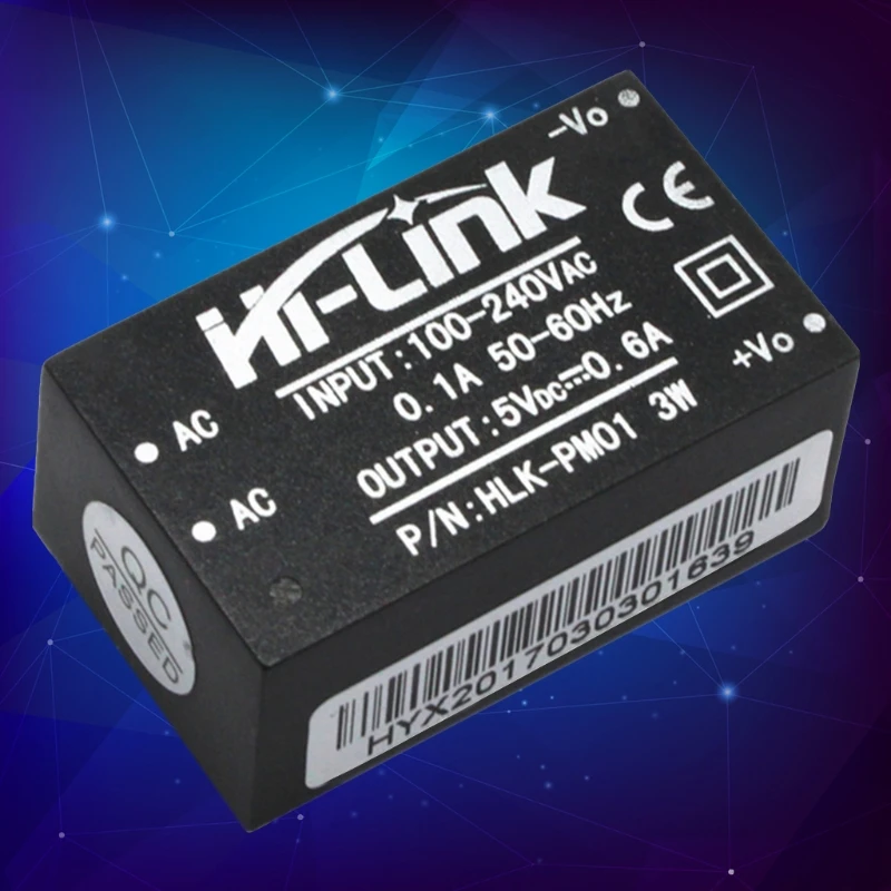 

Hi-Link New HLK-PM01 AC DC 220V To 5V 3W 600mA Step Down Insulated Power Module AC DC Transformer