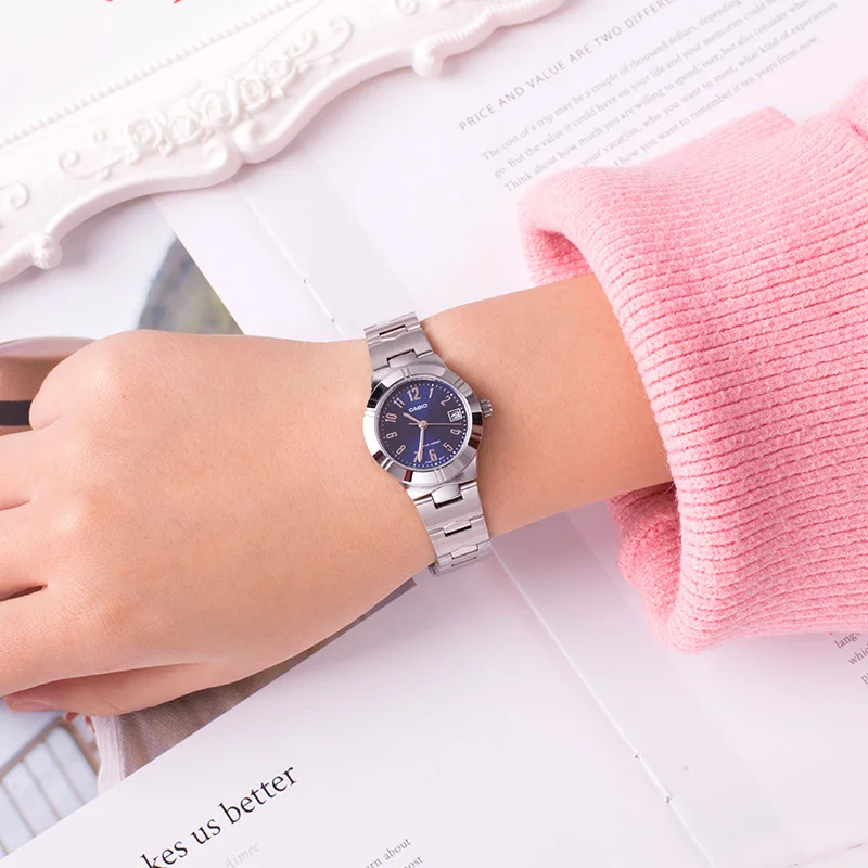Женские кварцевые часы Casio простые с указателем женские ремешком на руку |
