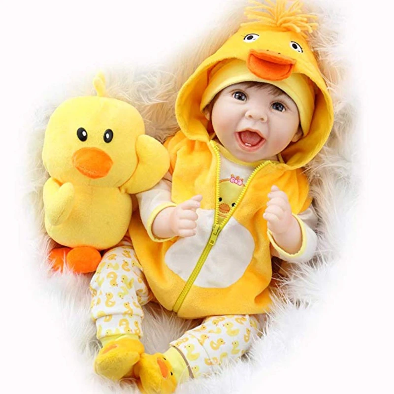 

22In Looking Lifelike Realistic Baby Newborn Care Easy Open Eyes Toywith Yellow Clothes for Children and the Elderly H055