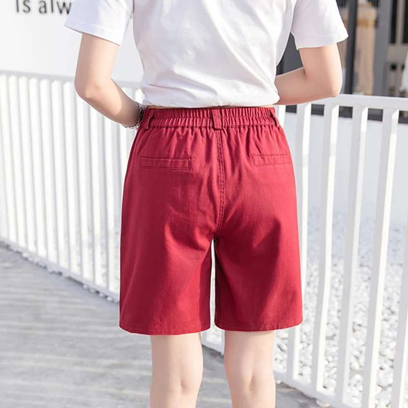 

Plus Size S-3XL Women Shorts Candy Color Cotton Pocket Straight Feminino Female Clothing Ladies Casual Khaki Shorts femme