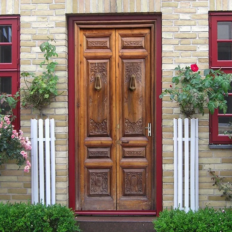 Самоклеящаяся наклейка на двери из старого дерева водонепроницаемые обои ПВХ