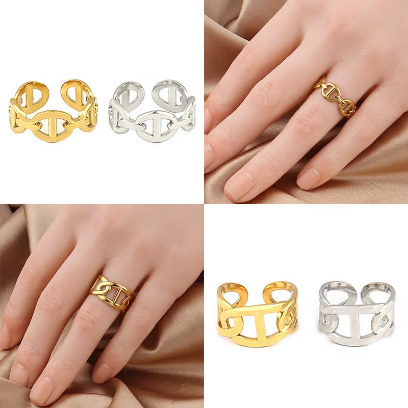 Кольца из нержавеющей стали для женщин преувеличенные кольца в ретро стиле с
