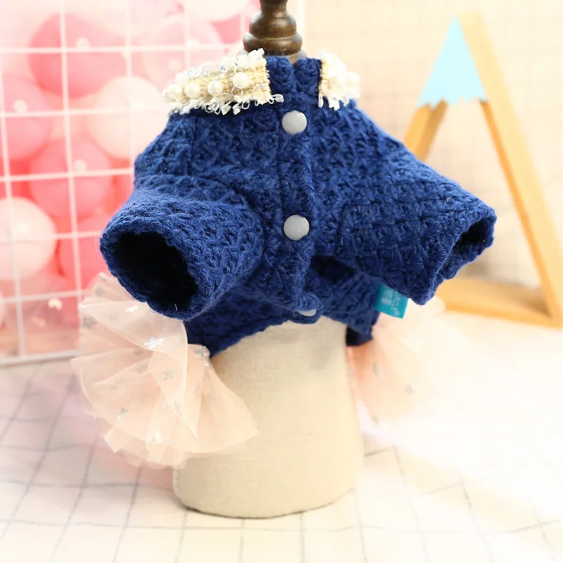 Жемчужная Женская одежда для собак теплое пальто зимнее платье маленьких щенков