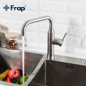 frap kitchen faucets stainless steel hot cold water mixers tap 360 degree rotation water faucet f40899 8 free global shipping