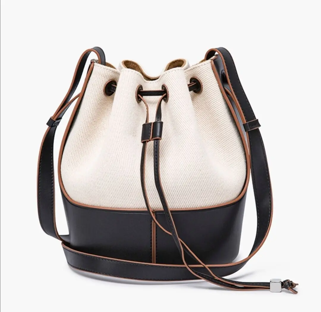 

Canvas drawstring bucket bag niche design messenger bag 2021 new single shoulder straddle bag